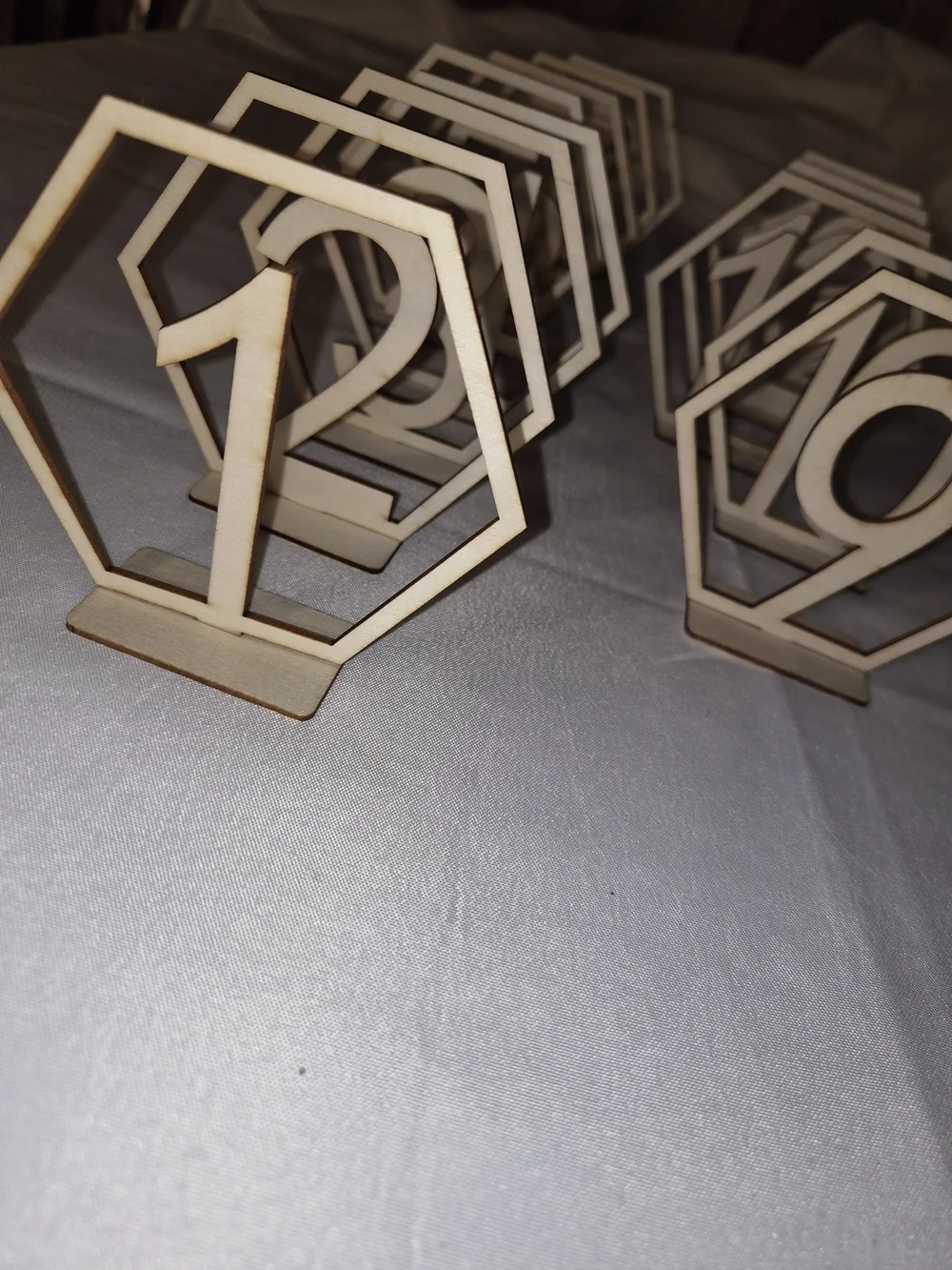 Wooden Hexagon Table Numbers - Natural Birch